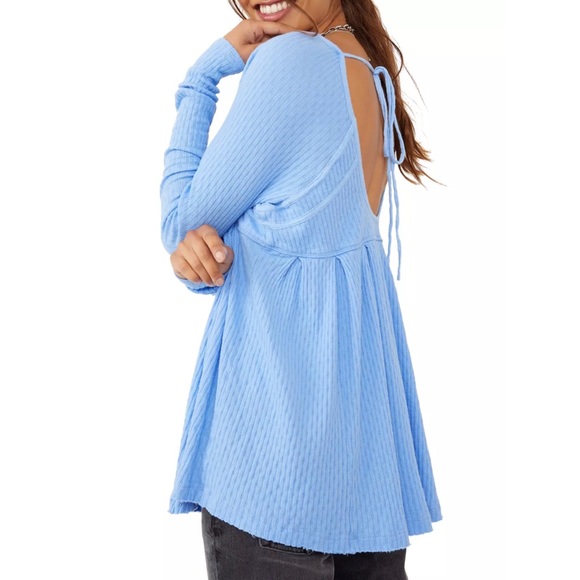 FP NWT Women's It's Always You Long Sleeve Top in Cornflower Sky Blue M - Picture 3 of 3